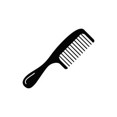 Classic comb icon in black flat glyph, filled style isolated on white background