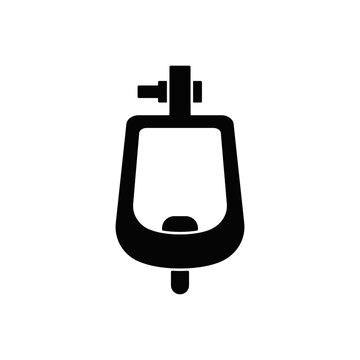 Urinal Toilet icon in black flat glyph, filled style isolated on white background