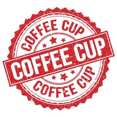 COFFEE CUP text on red round stamp sign
