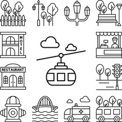 Ski lift, cloud icon in a collection with other items