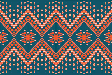orange square shape Framed with light orange flowers woven together. on the green For apparel patterns, textiles, wallpaper