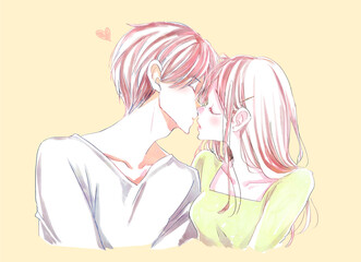 キスをしようとする男女