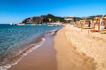 Tsambika sandy beach at Rhodes island in Greece