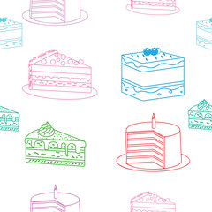 cake seamless pattern line art