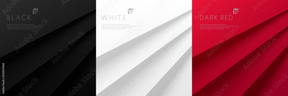 Canvas Prints set of abstract white gray, black and red lines layers texture background. paper cut 3d concept. mod