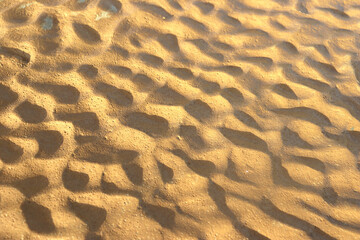 Wave-shaped sand is formed by the flow of river water