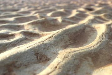 Wave-shaped sand is formed by the flow of river water