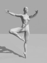 3D female figure with muscular physique in ballet pose © Kirsty Pargeter
