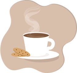 a cup of coffee or tea with cookies