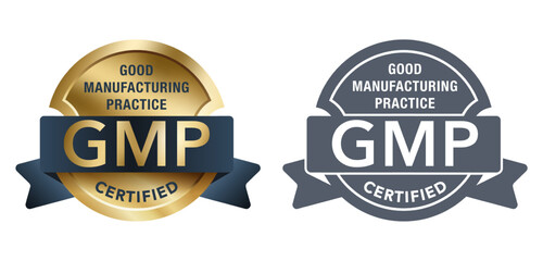 Obraz premium GMP certified badge. Good manufacturing practices