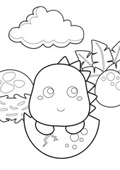 Dinosaur Theme Coloring Pages A4 for Kids and Adult