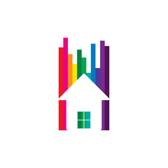 Rainbow house logo template vector icon Illustration design.