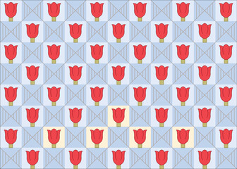 Seamless geometric pattern with flowers. Rose pattern. Geometric illustration.