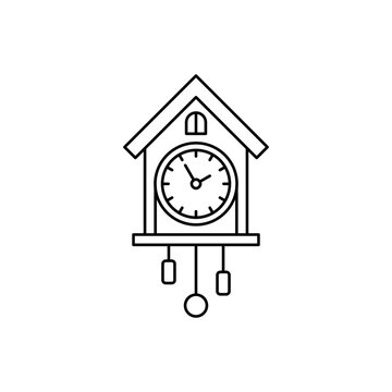 recommend clip art: cuckoo clock icon in line style icon, isolated on white background