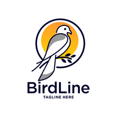 Simple wild bird line logo design