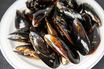 raw mussel shell seafood meal food snack on the table copy space food background