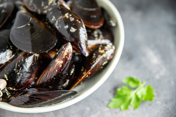 raw mussel shell seafood meal food snack on the table copy space food background