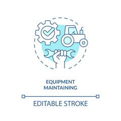 Equipment maintaining turquoise concept icon. Transport. Farm energy efficiency abstract idea thin line illustration. Isolated outline drawing. Editable stroke. Arial, Myriad Pro-Bold fonts used