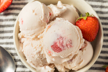 Homemade Organic Strawberry Ice Cream