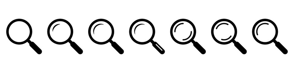 Magnifying glass icon, vector magnifier or loupe sign. Search icon.