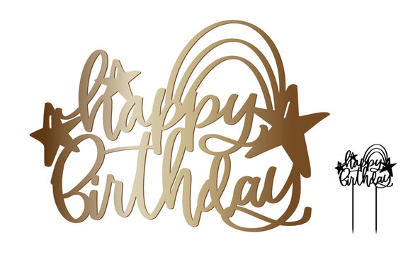 Happy birthday decoration cake topper Royalty Free Vector