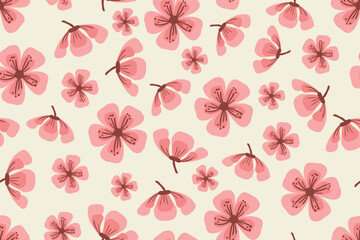 Sakura flowers vintage fabric pattern