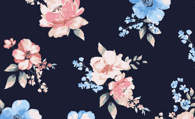 mixed floral print design on plain base