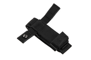 Pocket folding knife isolate on white back. Compact metal sharp knife with a folding blade.