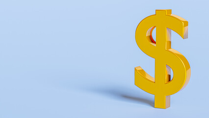 Finance and business symbol. Gold dollar sign with blank background