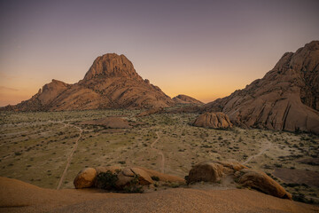 Fototapeta na wymiar Spitzkoppe mountain in sunrise, Namibia, Africa
