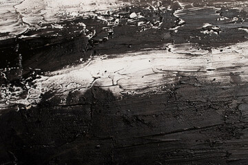 Abstract black and white painting, acrylic