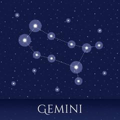 Obraz na płótnie Canvas Zodiac constellation Gemini over blue background