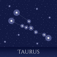 Obraz na płótnie Canvas Zodiac constellation Taurus over blue background