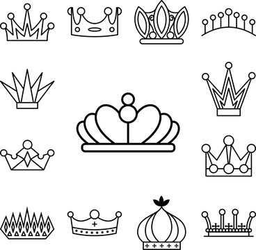 king crown icon in a collection with other items