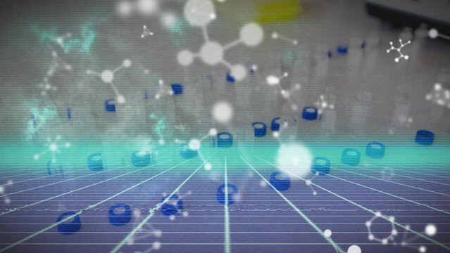 Animation of molecules over samples in laboratory