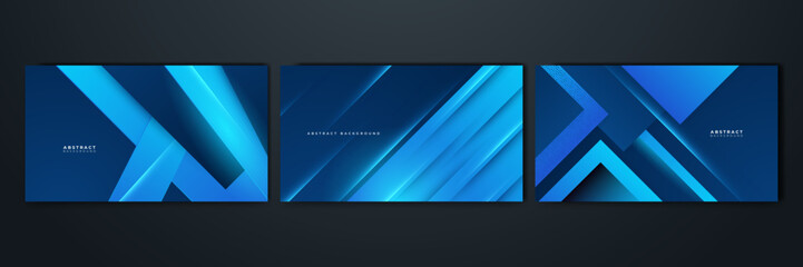 Set of Modern simple shape blue design background