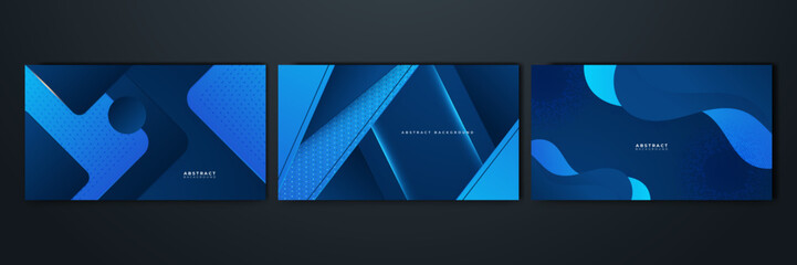 Set of Modern simple shape blue design background