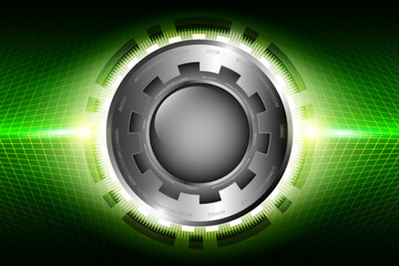 Green glow illustration with silver bronze sphere abstract color shape for your business concept black green background vector