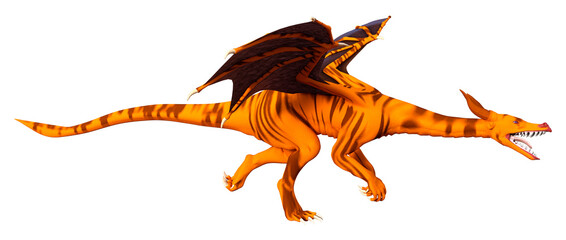 3D Rendering Fairy Tale Dragon on White