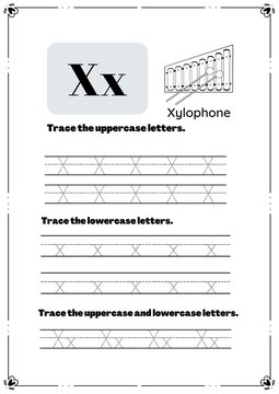High Resolution Letter A to Z Alphabets Tracing Workbook, Uppercase and lowercase letter writing practice printable template.