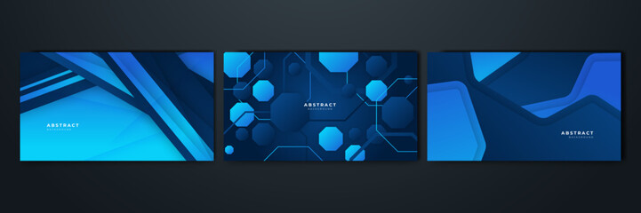 Fototapeta premium Modern blue gradient abstract background design. Design for poster, template on web, backdrop, banner, brochure, website, flyer, landing page, presentation, certificate, and webinar
