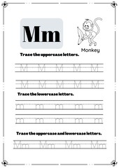 High Resolution Letter A to Z Alphabets Tracing Workbook, Uppercase and lowercase letter writing practice printable template.