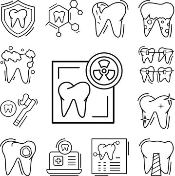 X-ray tooth icon in a collection with other items