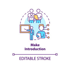 Make introduction concept icon. Mentor support. Developing onboarding process abstract idea thin line illustration. Isolated outline drawing. Editable stroke. Arial, Myriad Pro-Bold fonts used