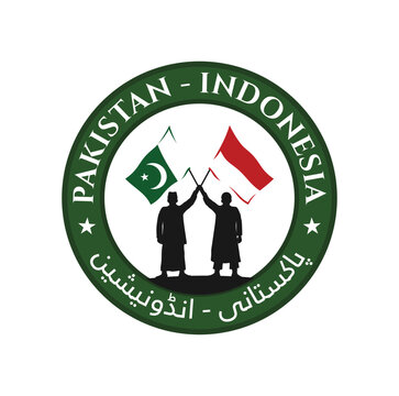 Urdu Script Text Translation: Pakistan - Indonesia Relations. Vector Illustration.