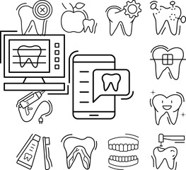 Smartphone tooth bubble icon in a collection with other items