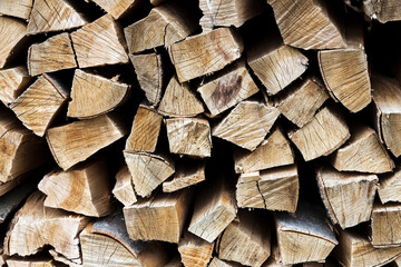Chopped Wood for Winter Burning Heating Full Frame Texture
