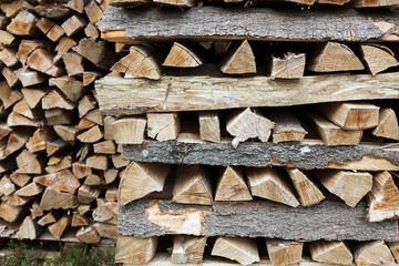 Chopped Wood for Winter Burning Heating Full Frame Texture