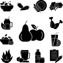 Pear apple diet icon in a collection with other items