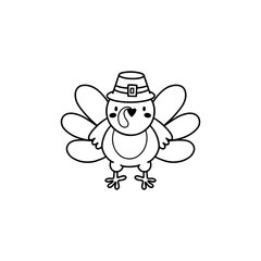 Outline Thanksgiving turkey, great design for any purposes.. Cartoon vector illustration.